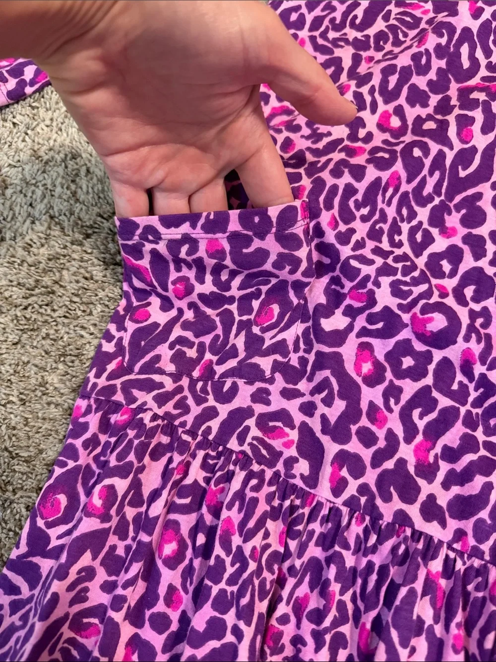 Lilly Pulitzer Girls' Pink Purple Leopard Print Long-Sleeve Dress